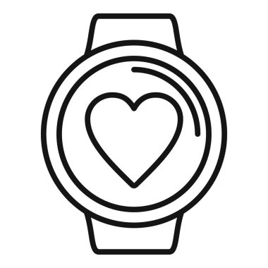 Smartwatch ikon ana hat vektörünü çarpıştırıyor. Sağlık sandığı. Kalp efektini kontrol et