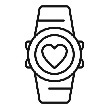 Modern smartwatch simgesi ana hatlı vektör. Hasta bir adam. Yaşlanmış kalp sorunu