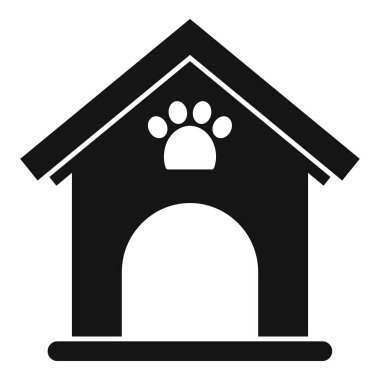 Köpek kulübesi simgesi basit bir vektör. Çatıdaki ev. Köpek yavrusu yaratık.