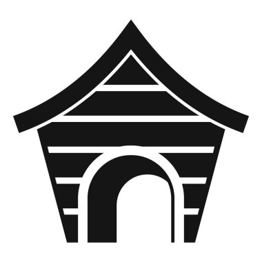 Yuvarlak giriş köpek kulübesi simgesi basit bir vektör. Ahşap dizayn. Açık havada yaşamak.