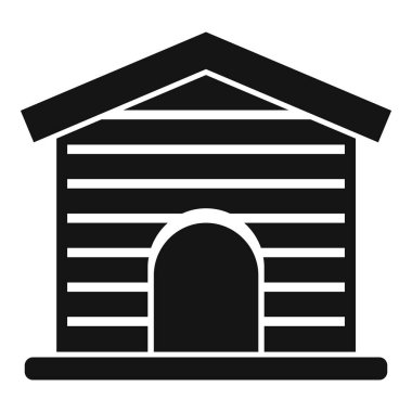 Köpek kulübesi ikonu basit vektör. Tahta çatı metali. Metalik açık hava