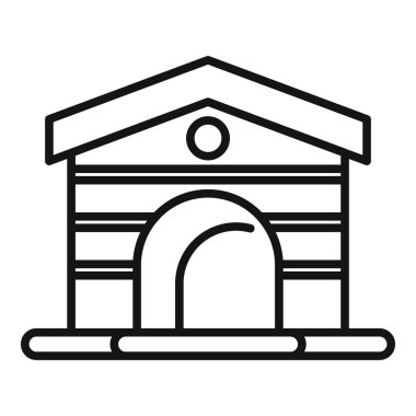 Köpek kulübesi ikonu ana hat vektörü. Hayvan bakım evi kulübesi. Yaratık bahçesi.