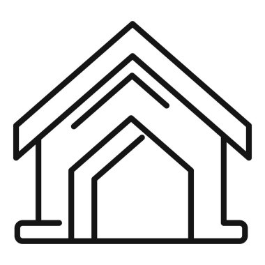 Açık havada hayvan barınağı ikonu taslak vektörü. Açık alan. Ev kabini