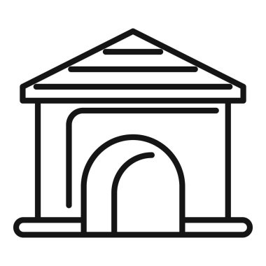 Köpek kulübesi ikonu ana hatları vektörü. Yaratıkların evi. İp yapısı