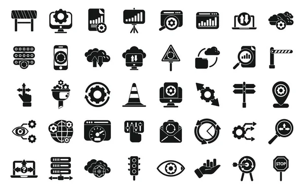 Trafik yönetim simgeleri basit bir vektör belirledi. Sosyal denetim. Web ışık ağı