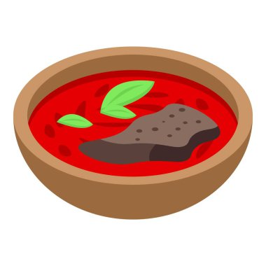 Red borsch meat icon isometric vector. Culture cook. Bean cream clipart