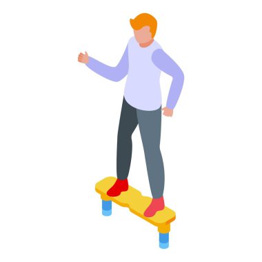 Islak plaj takip ikonu izometrik vektörü. Okyanusun gelecekteki hobisi. Aksiyon uçuşu