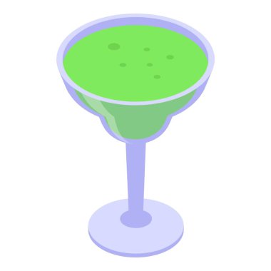 Kiwano meyve kokteyli ikonu izometrik vektörü. Vitamin tohumu. Dikenli eko tatlı.