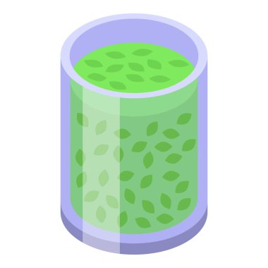 Kiwano cam ikon izometrik vektör içer. Tropikal bitki. Yaprak çiftliği meyvesi