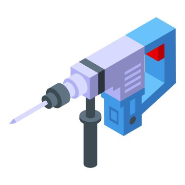 Somut elektrikli çekiç ikonu izometrik vektörü. Kit makinesi. Araç çeliği