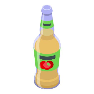 Elma şırası cam ikon izometrik vektörü. İçecek birası. Alkol sıcaklığı