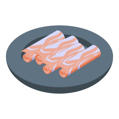 Et prosciutto ikon izometrik vektörü. Yumurta hayvan çiftliği. Bacak gurmesi