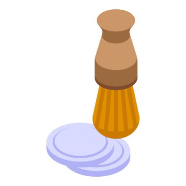 Adamın tıraş fırçası ikon izometrik vektörü. İnsan yüzü. Tedavi köpüğü