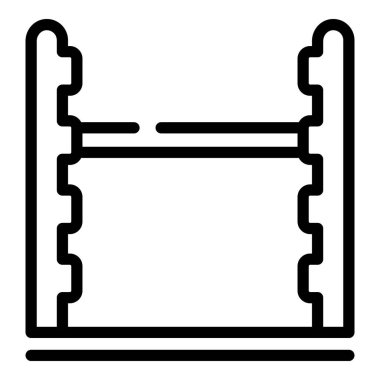 Köpek atlama çubuğu ikonu ana hat vektörü. Köpek okulu eğitimi. Eğitim oyunu