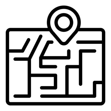 Köpek okulu haritası konum ikonu ana hat vektörü. İyi oyundu. Yetişkin eğitimi