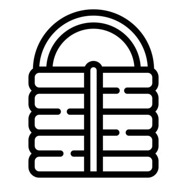 Uyku tulumu ikonu taşıyıcısı yürüyüşü. Aktif macera. Dağcı güneş yürüyüşçüsü