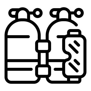 Oksijen balonları ikon ana hat vektörü. Dağlara tırmanıyorum. Kış Turisti