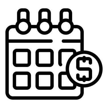 Takvim mağazası satış simgesi ana hatları vektörü. Sokak modası. Araç pazarı içi