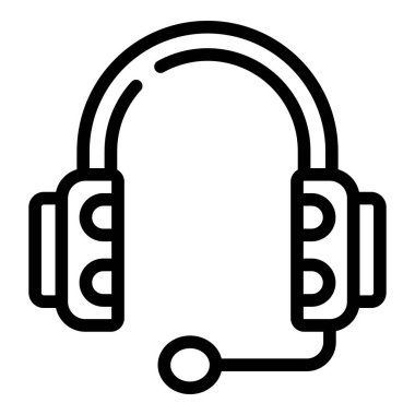 Çağrı merkezi kulaklık ikonu ana hatları vektörü. Şehir merkezinden. Sokak modası