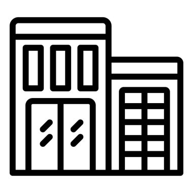 Hipermarket binası ikonu ana hatları vektörü. İç perakende. Alışveriş merkezi