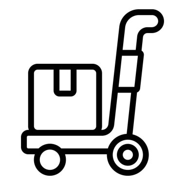 Paket arabası ikon ana hatları vektörü. Yetişkin rafı. Perakende moda alışveriş merkezi