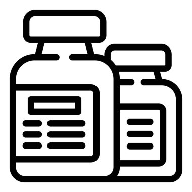 Vitamin şişeleri ikon ana hatları vektörü. Sağlık sigortası. Fitness tesisi