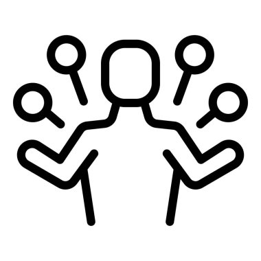 Global uygulama konferansı ikon ana hatları vektörü. Yabancı dilde konuş. Sözcü sözdizimi