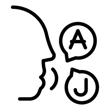 Tercüman simgesi ana hatları vektörünü konuş. Çevirmen konferansı. Uygulama çevirisi