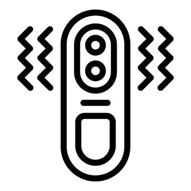 Alet sterilizatör ikonu ana hatları vektörü. Bakteri lambası. Tıbbi ampul