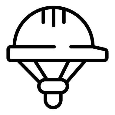 İnşaat miğferi simgesi ana hat vektörü. Tuğla makinesi. Mobil elektrik