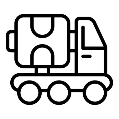 Kamyon çimento karıştırıcı ikon ana hatları vektörü. Site kamyonu. Kara işçi.