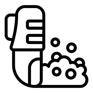 Süpürge köpüğü temizleyici ikon ana hatları vektörü. Şehir tozu. Otomatik yol