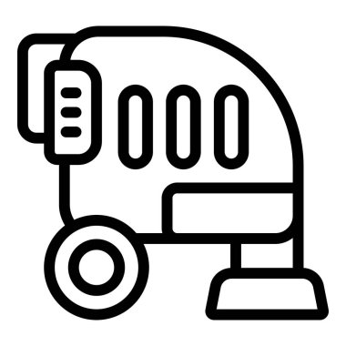 Profesyonel elektrikli süpürge ikonu taslak vektörü. Koyu renk araba. Süpürge temiz