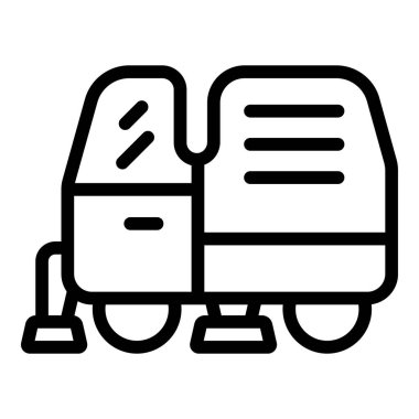 Modern şehir süpürme ikonu ana hatları vektörü. Sokakta araba tozu. Yol toplayıcı