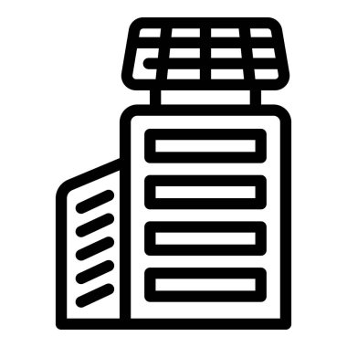 Güneş paneli enerji ikonu ana hat vektörü. Eko ev. Araba paneli ızgarası