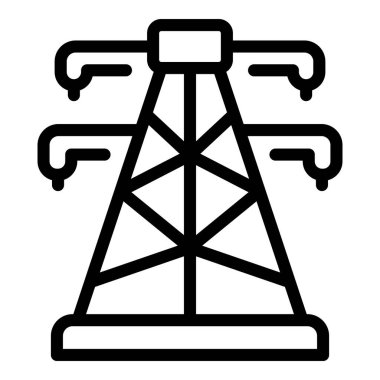 Elektrik kulesi ikonu ana hat vektörü. Ekoloji deposu. Izgara sistemi ekosu
