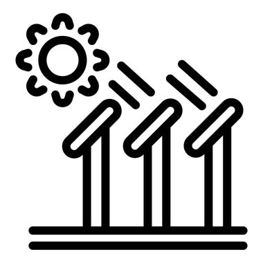 Eko güneş enerjisi ikonu ana hat vektörü. Ekoloji geri dönüşümü. Otomobil kenti