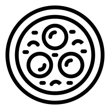 Üst görünüm yiyecek ikonu ana hatları vektörü. Asya hamur tatlısı. Sum asian manti