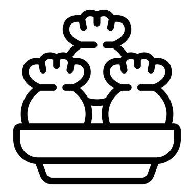 Gürcü yemek pişirme ikonu ana hatları vektörü. Çeşitlilik dolu. Makarna Doğu