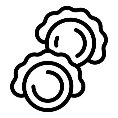 Koyu un mantı ikonu ana hatları vektörü. Yemek pişirin. Rus pelmeni