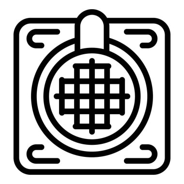 Üst görünüm hava kızartma ikonu ana hatları vektörü. Fırın aşçısı. Sağlıklı yiyecek makinesi