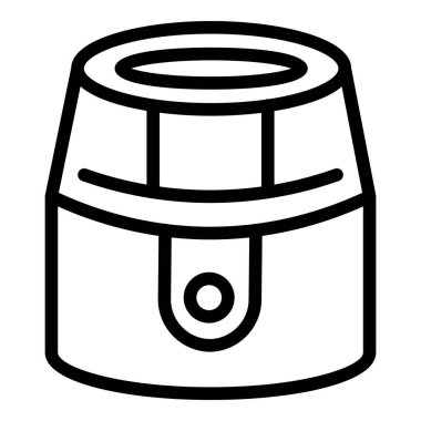 Büyük hava kızartma ikonu ana hatları vektörü. Sıcak derin kase. Kaloriler pişiyor.