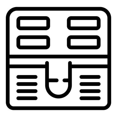 Yiyecek makinesi ikonu ana hatları vektörü. Mutfak sıcağı. Fırın yandı.