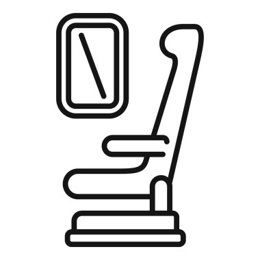 Servis koltuğu pencere simgesi ana hatları vektörü. Tatil uçağı. Sandalye VIP sineği.