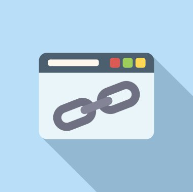 Zincir motor seo simgesi düz vektör. Çevrimiçi destek. Web sitesini keşfet