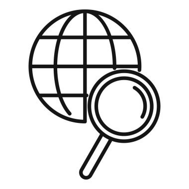 Web arama simgesi ana hatları vektörü. Çevrimiçi pazar artışı. Genel Ağ verisi