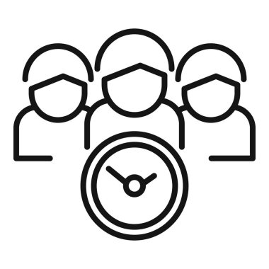 Dönem sonu çalışma grubu simgesi ana hatları vektörü. İşler yoğun. Etkin