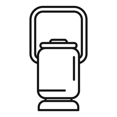 Açık hava gece lambası ikonu ana hat vektörü. Keşif doğası. Rüzgar kamp ateşi.