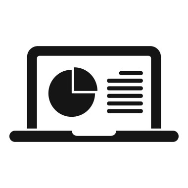 Pazarlama dizüstü bilgisayarı çevrimiçi simge basit vektörü. Görev hedefi. İnsan ticareti