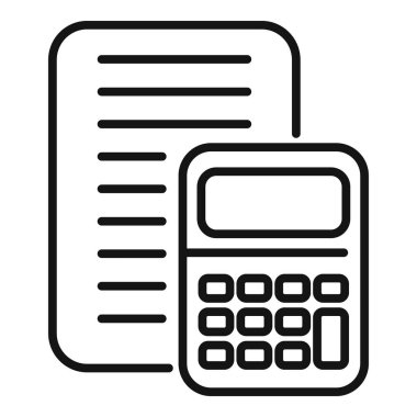 Kağıt hesap makinesi simgesi dış hat vektörü. İş arayışı. Araba posta alımı